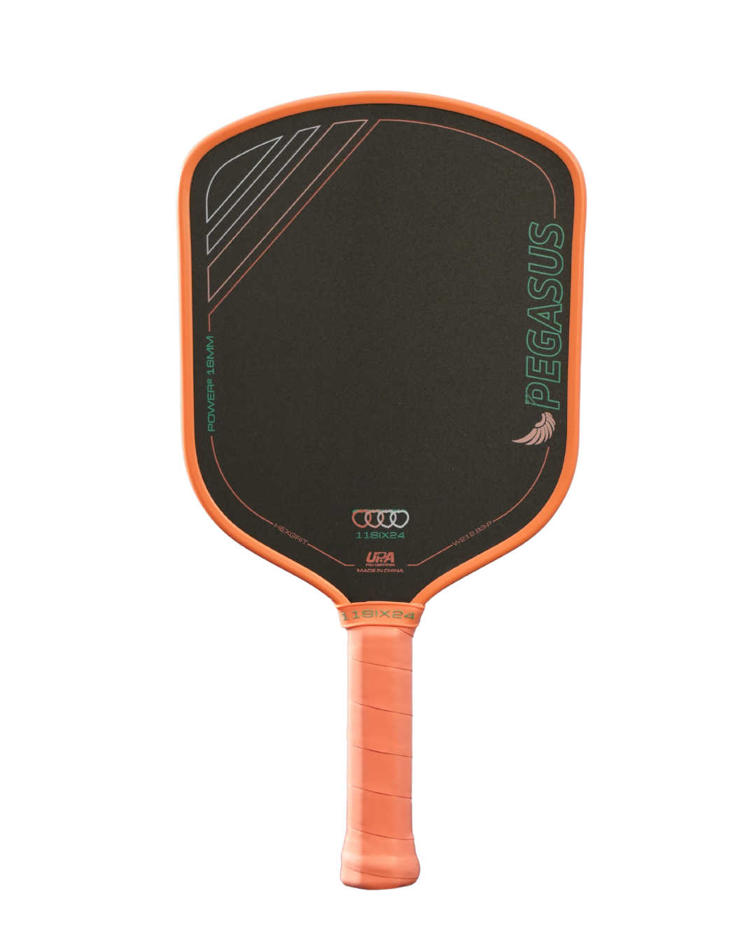 11SIX24 Pegasus Power 2 widebody pickleball paddle in Peach
