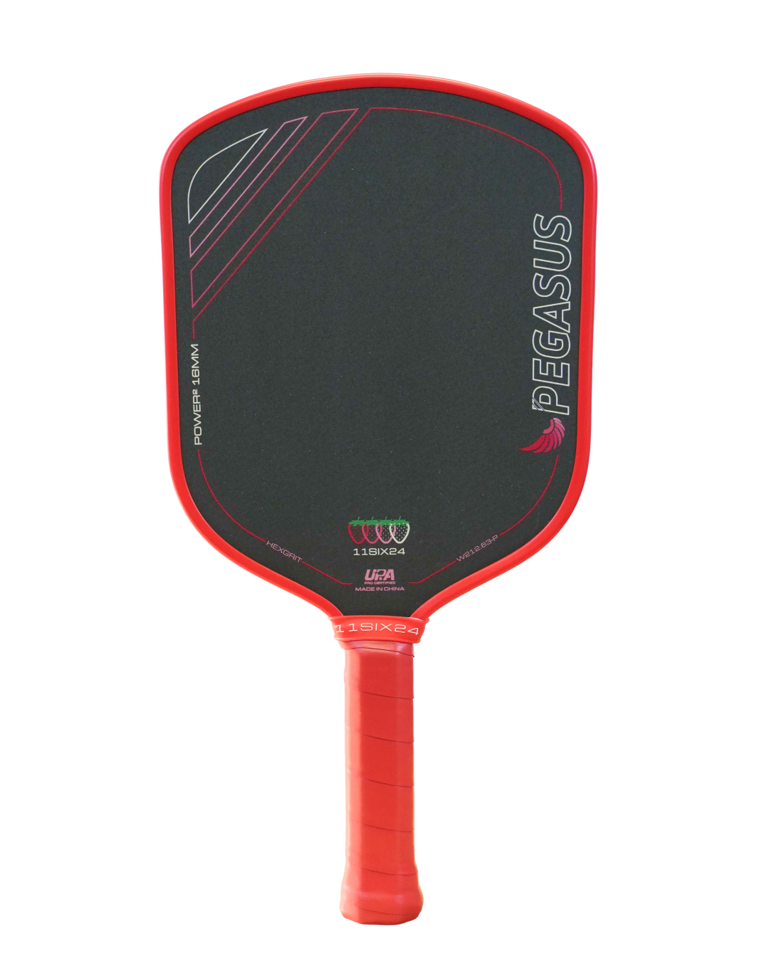 11SIX24 Pegasus Power 2 widebody pickleball paddle in Summer Strawberry