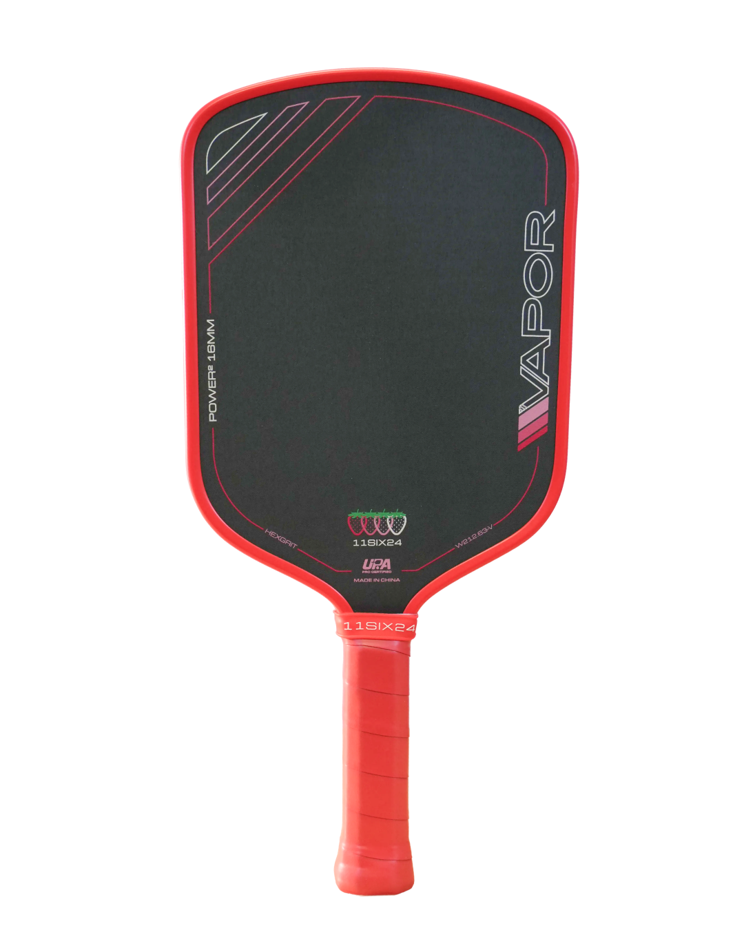 11SIX24 Vapor Power 2 hybrid pickleball paddle in Summer Strawberry