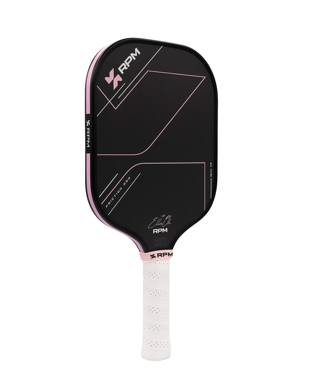 RPM Friction Pro V2 Ella Oh Edition 16mm pickleball paddle - Widebody - edge guard and handle