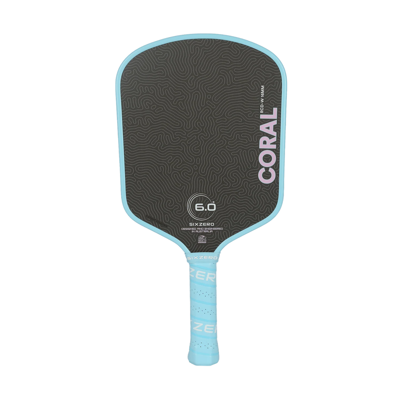 Six Zero Coral Light Weight 16mm Pickleball Paddle (Misty Blue)