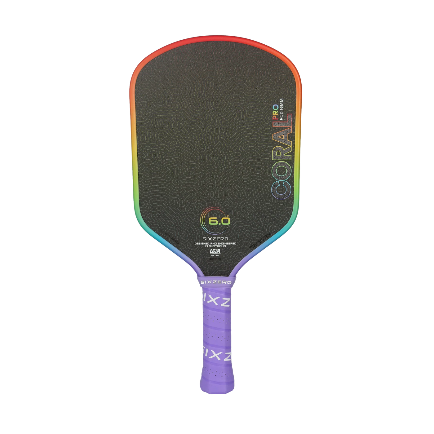 Six Zero Rainbow Coral Pro 16mm Pickleball Paddle
