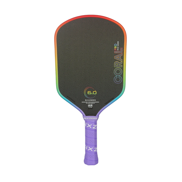 Six Zero Rainbow Coral Pro 16mm Pickleball Paddle