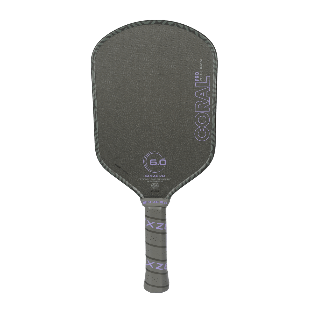Six Zero Coral Pro 16mm pickleball paddle - Elongated shape - Ultraviolet