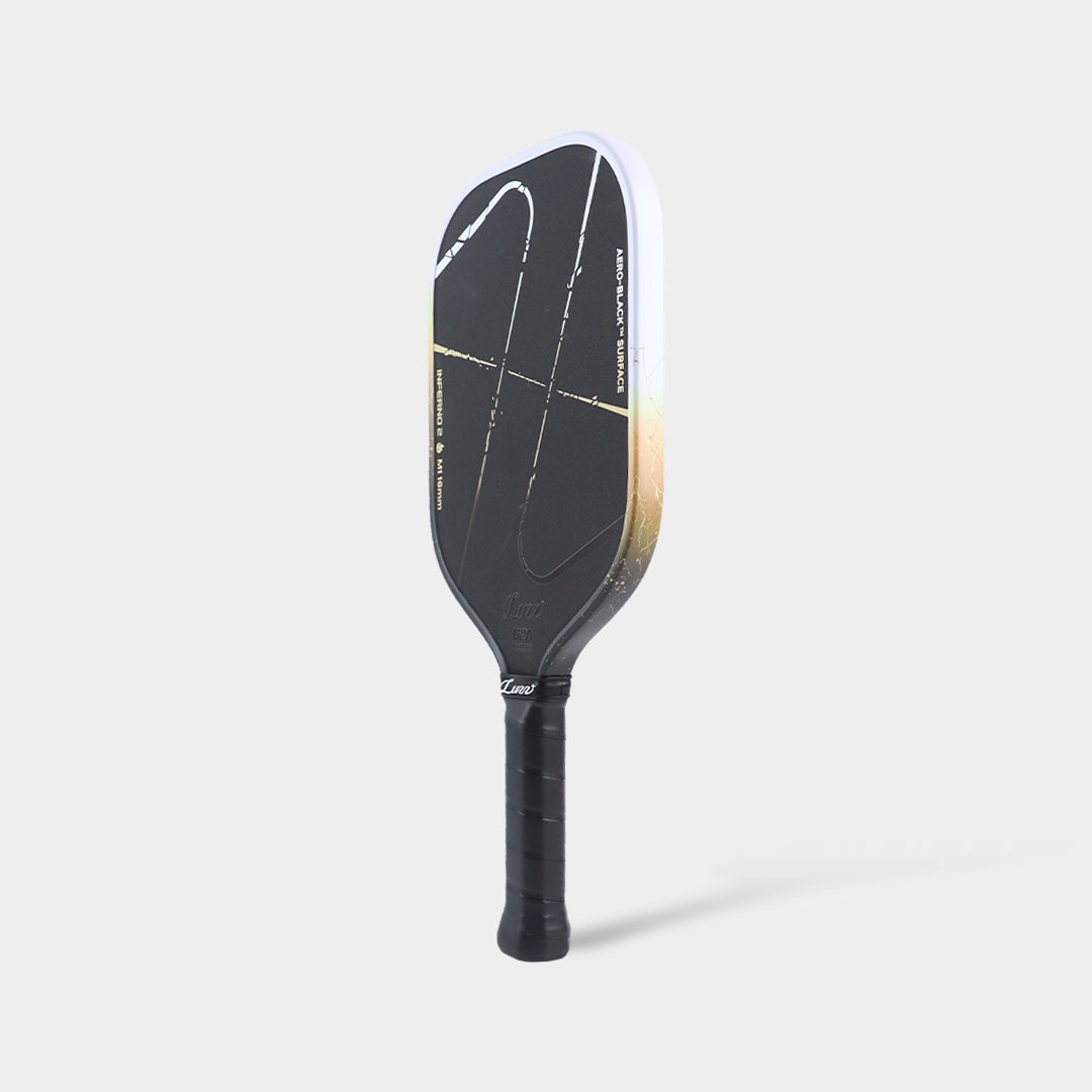 Luzz Inferno2 M1 Dawn pickleball paddle - three-quarter view