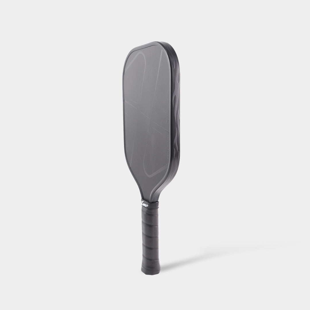 Luzz Pro 4 Inferno pickleball paddle - Darkness Inferno colourway - angled edge three-quarter