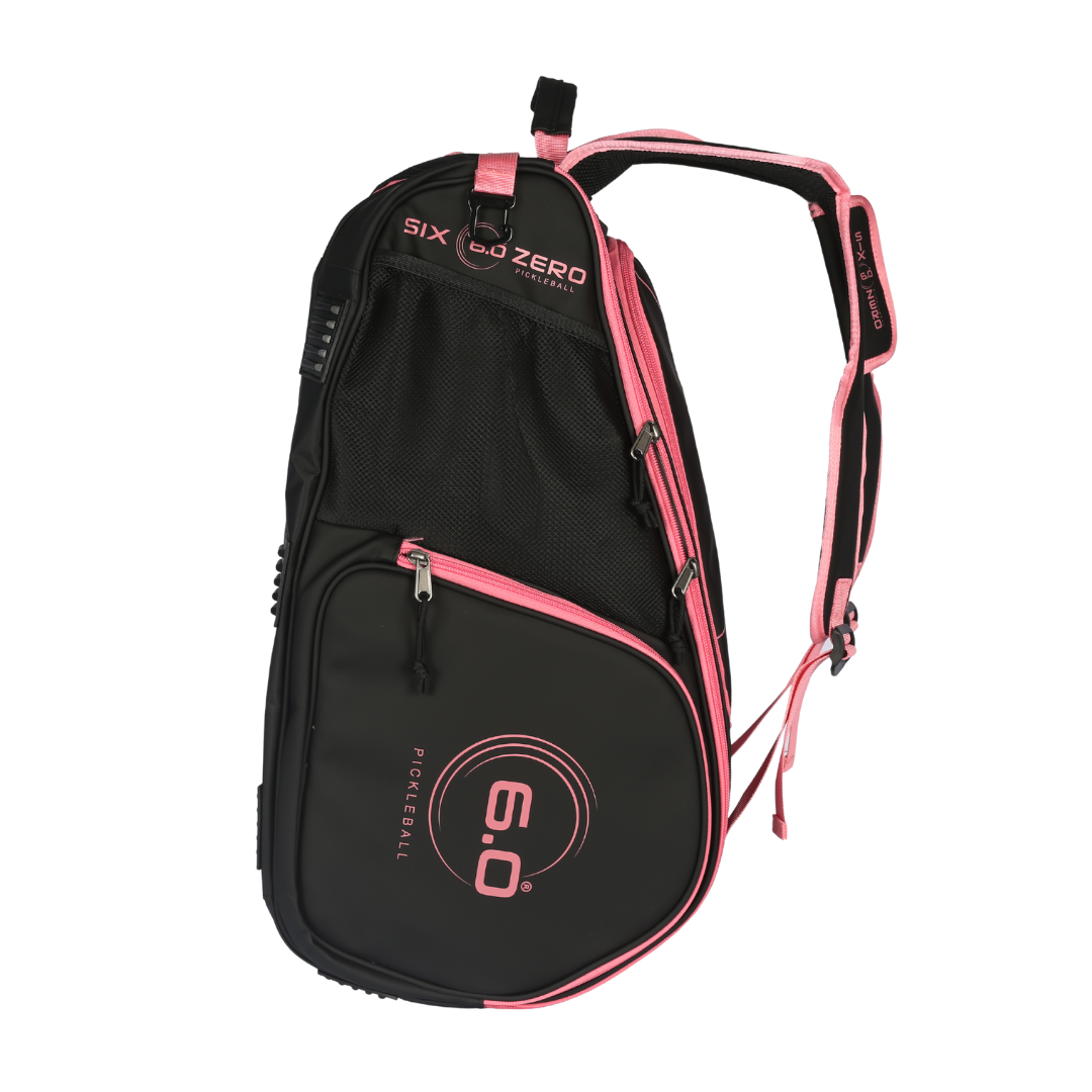 Six Zero Pro Tour Bag, Black / Cherry, carried on the back