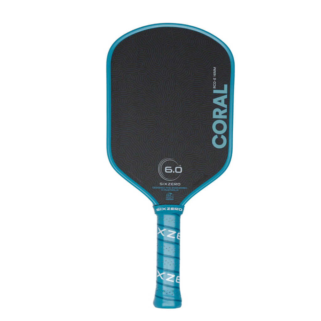Six Zero Coral 16mm Elongated Ocean Blue pickleball paddle