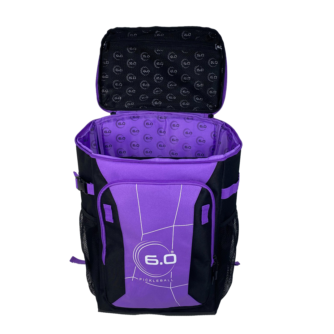Six Zero Performance Backpack, Amethyst, top entry open