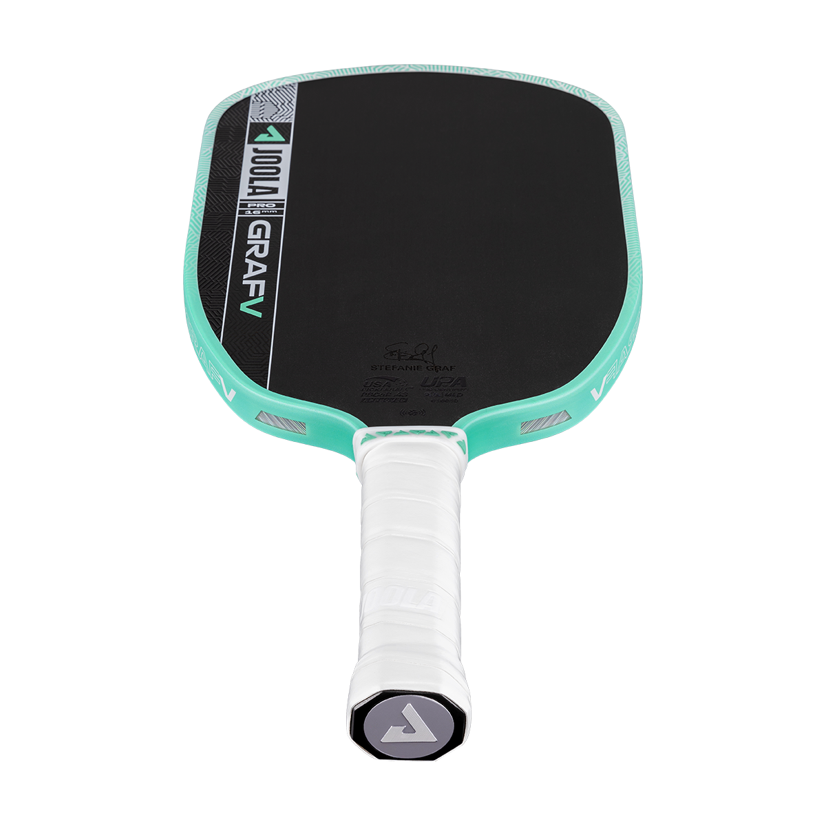 Face of the JOOLA Graf Pro V showing the Stefanie Graf signature with the USA Pickleball and UPA approval marks