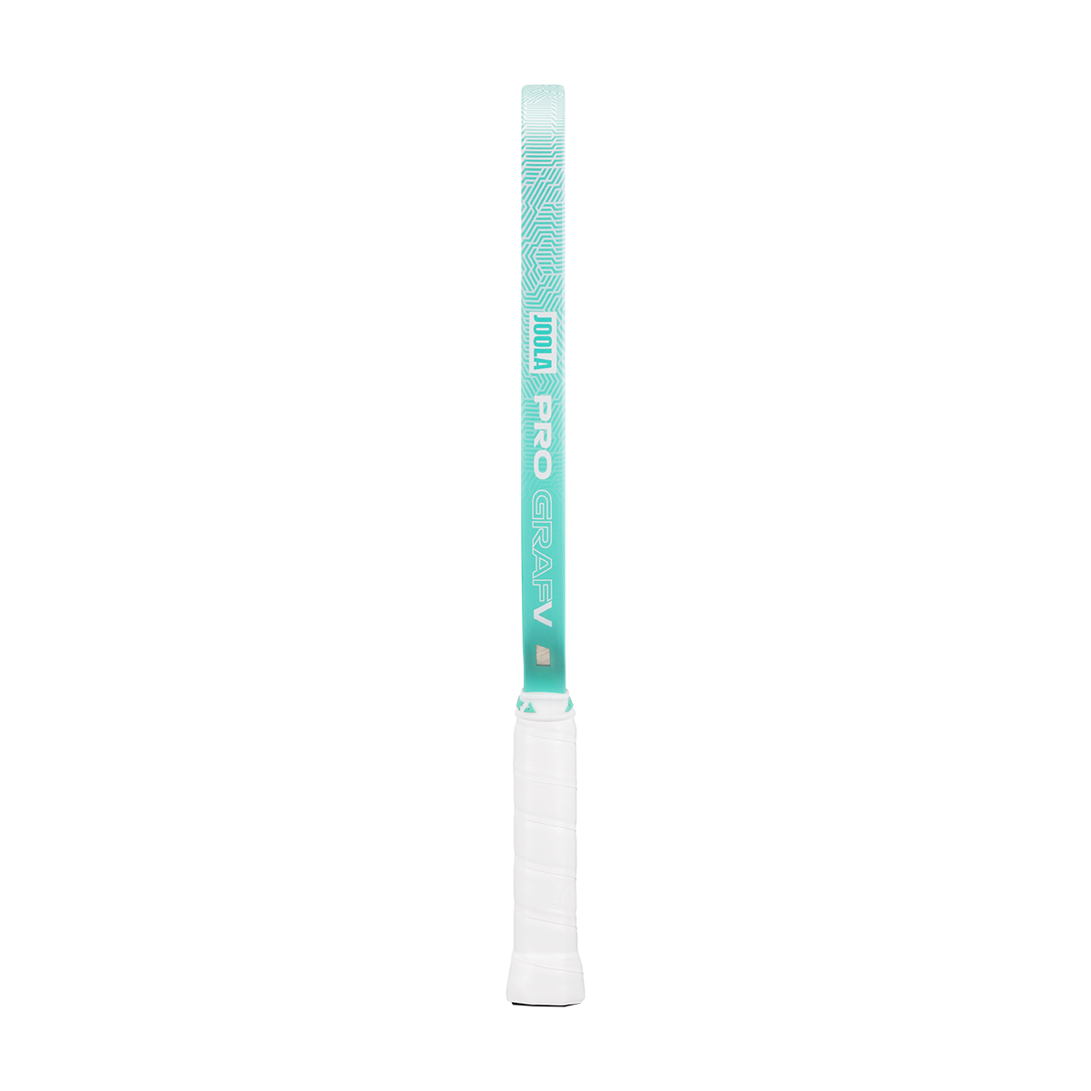 Edge on view of the JOOLA Graf Pro V, showing the 16mm throat and the Seaside Green KineticFrame