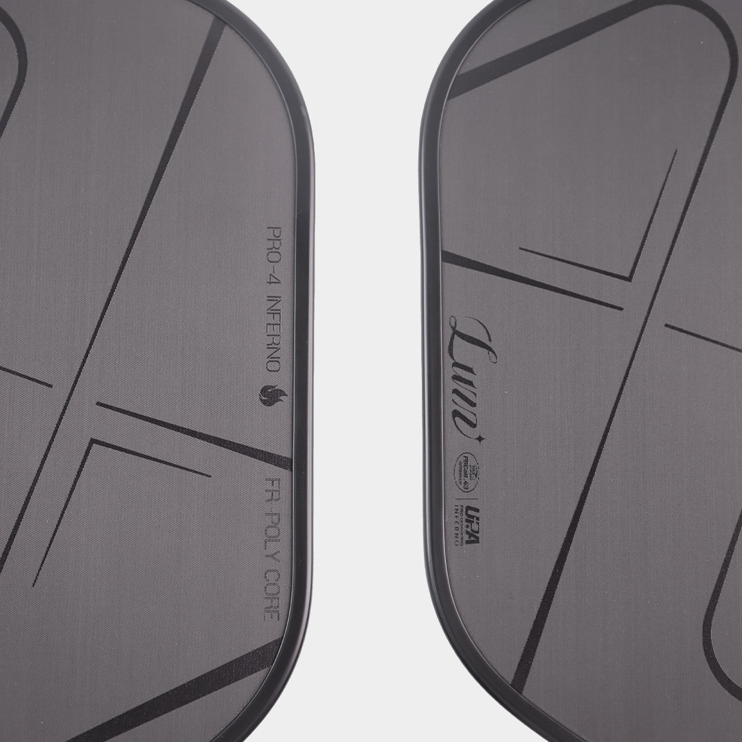 Luzz Pro 4 Inferno pickleball paddle - Darkness Inferno colourway - surface macro detail