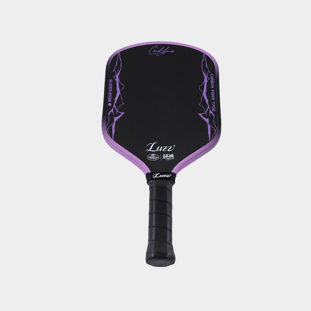 Luzz Chris Haworth Glider 2026 pickleball paddle - angled face view