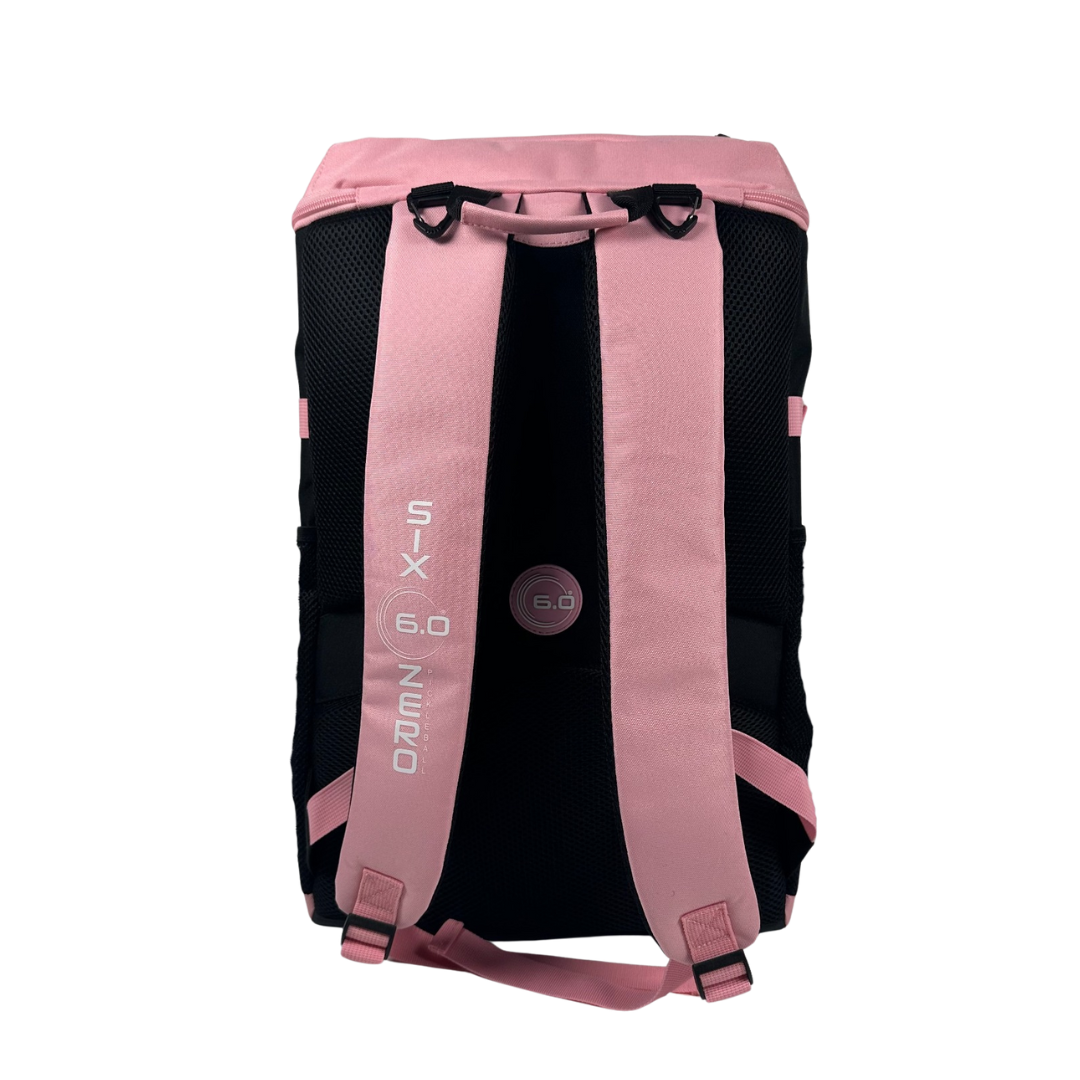 Six Zero Performance Backpack, Pink, back and shoulder straps