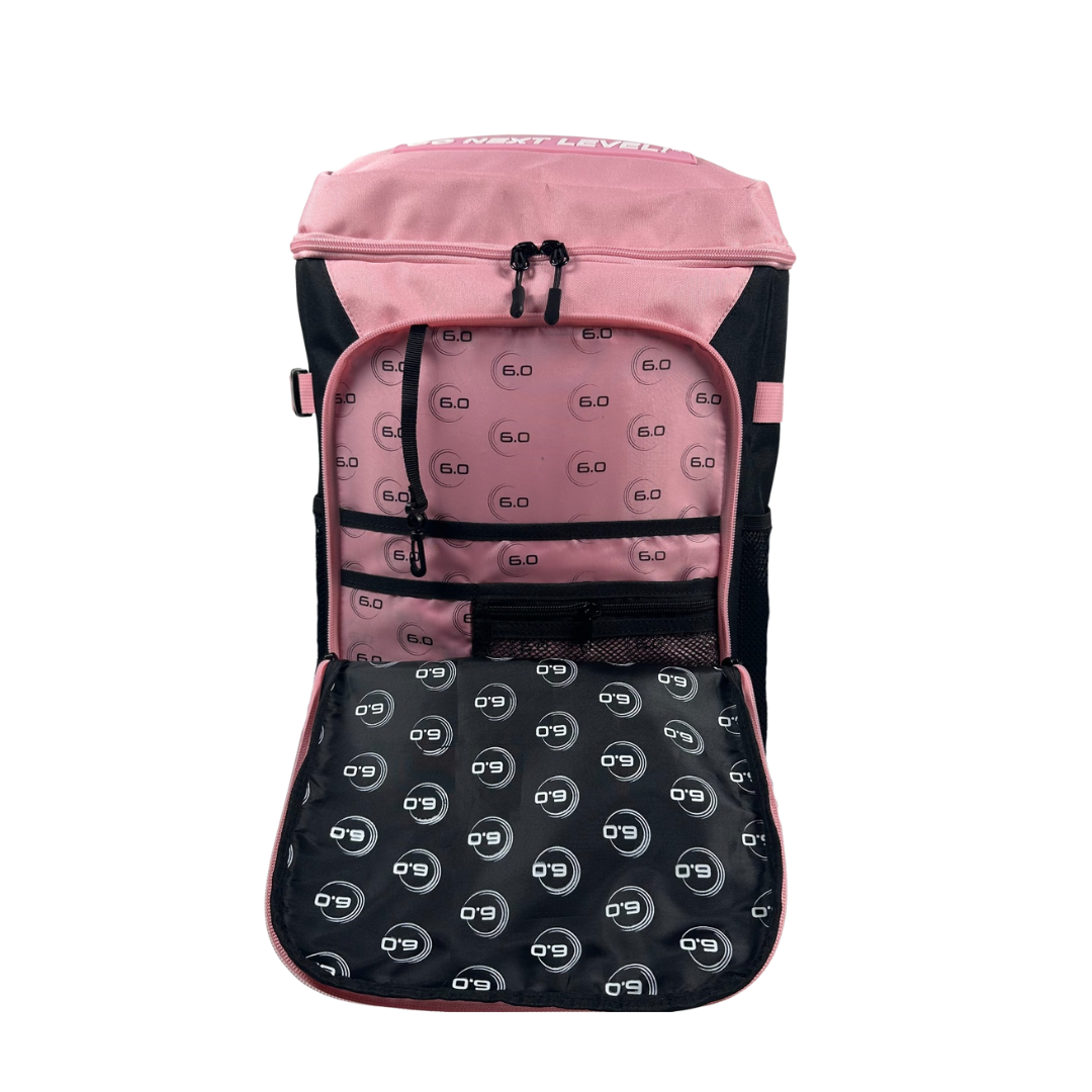 Six Zero Performance Backpack, Pink, main compartment open