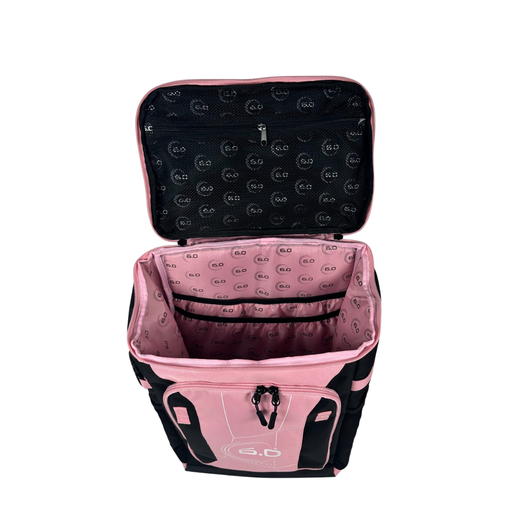 Six Zero Performance Backpack, Pink, top entry open