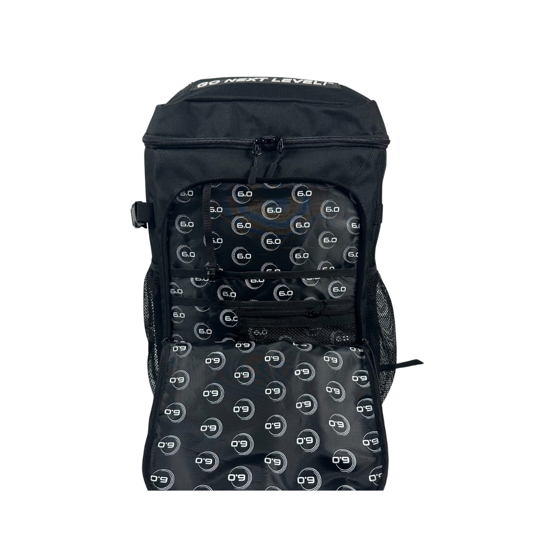 Six Zero Performance Backpack, Black, main compartment open
