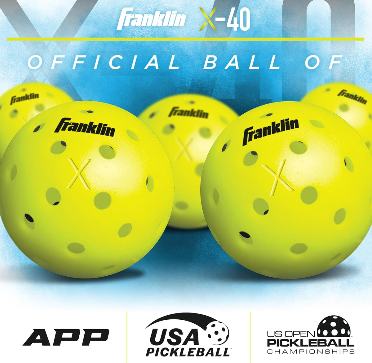 Franklin X-40 outdoor pickleballs, official ball of the US Open Pickleball Championships