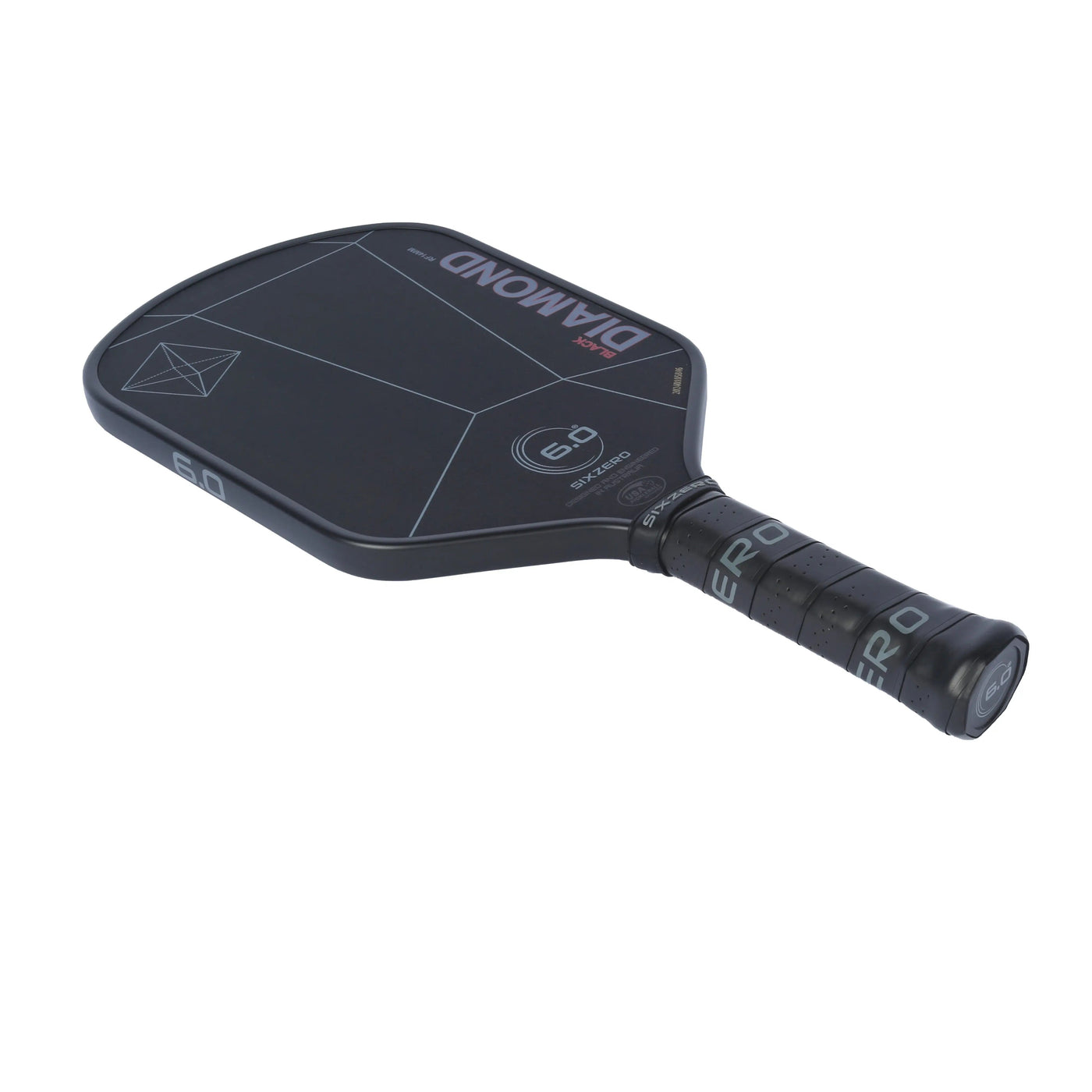 Six Zero Black Diamond pickleball paddle - face, edge and grip