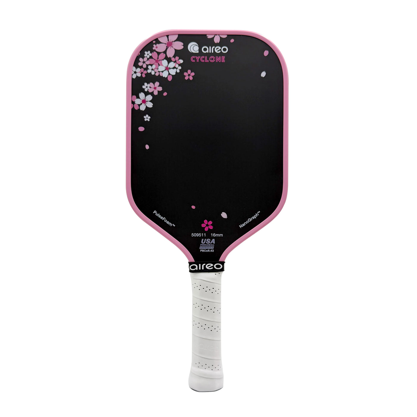 Aireo Cyclone pickleball paddle - Cherry Blossom colourway - front