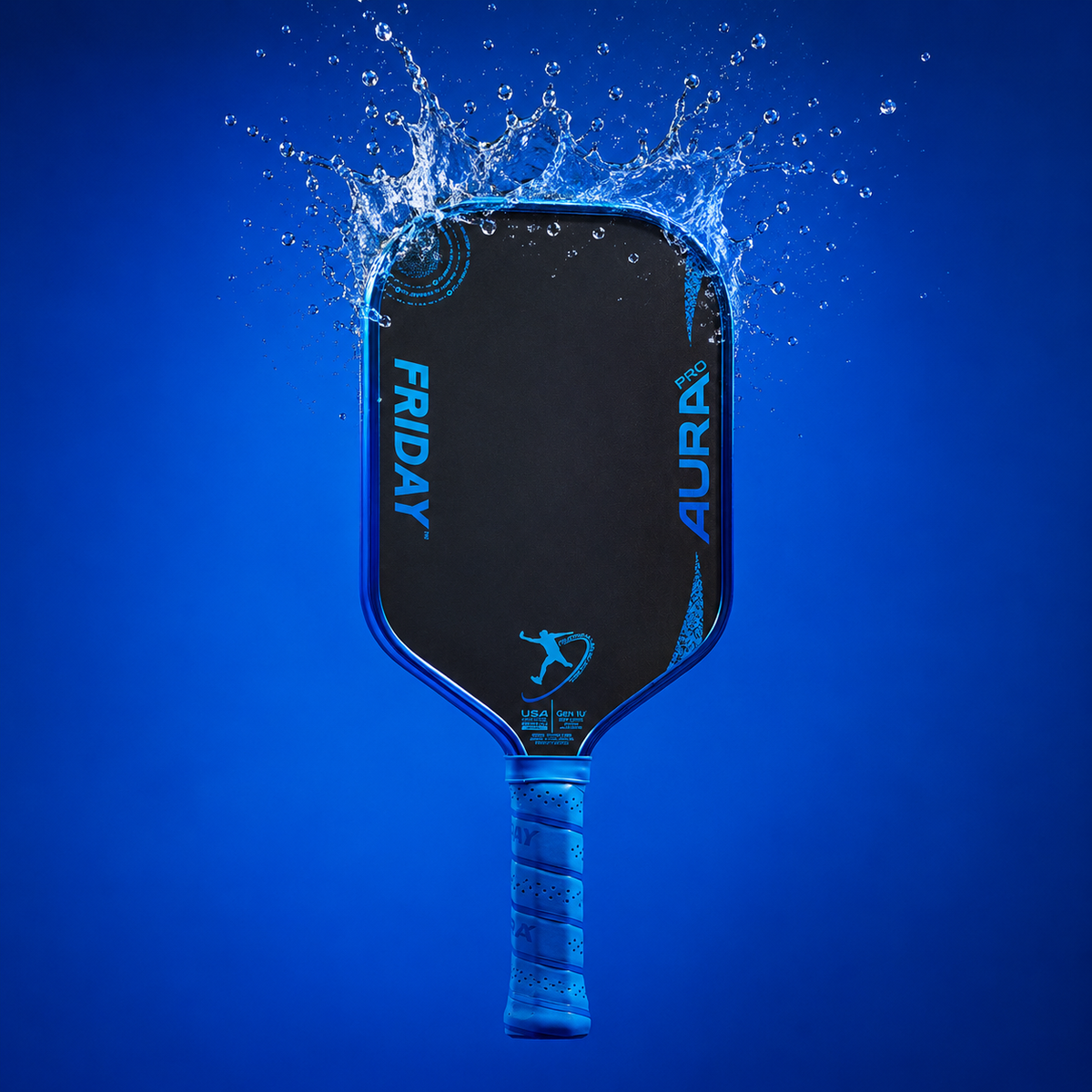 Friday Aura Pro Metallic Blue Limited Edition hybrid 16mm pickleball paddle: hero