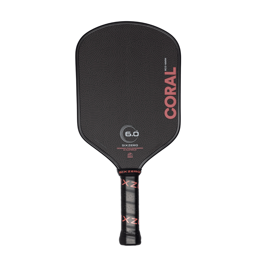 Six Zero Coral 16mm Hybrid Black pickleball paddle