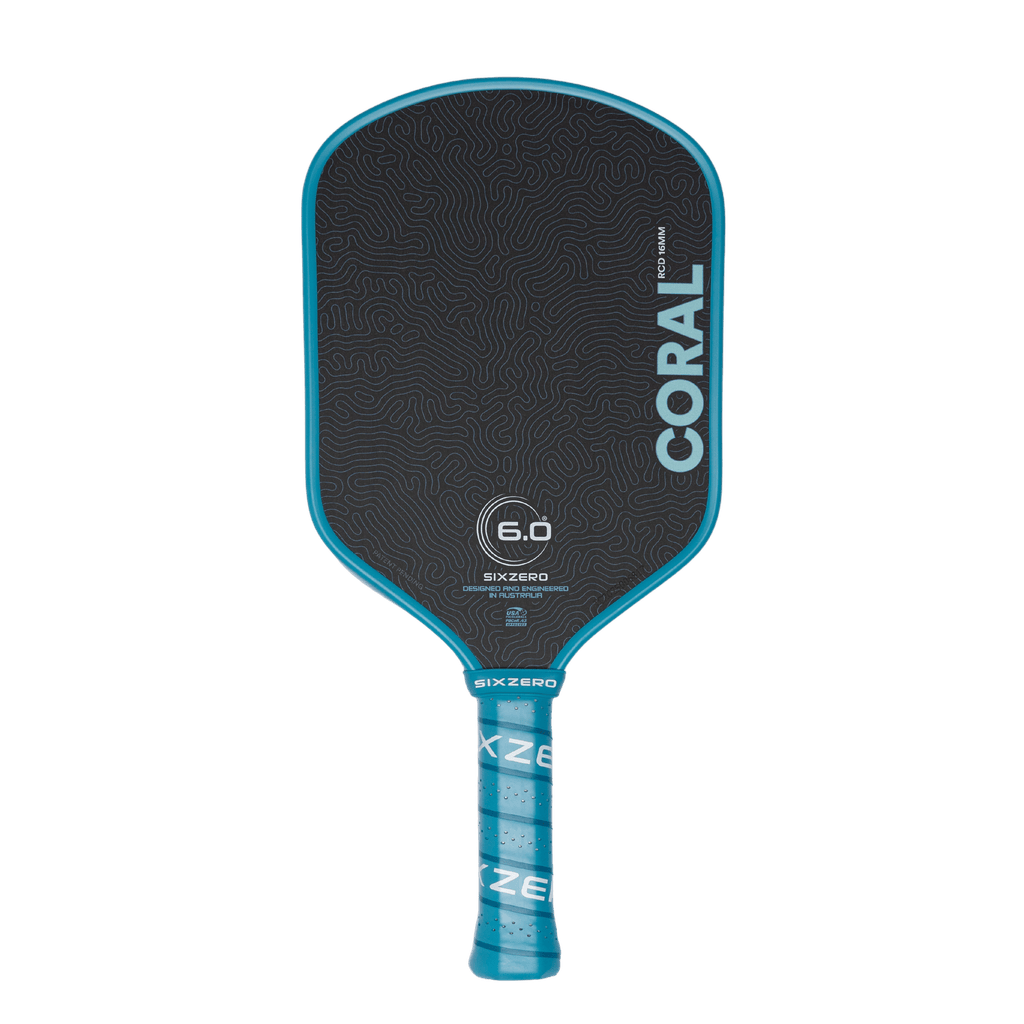 Six Zero Coral 16mm Hybrid Ocean Blue pickleball paddle