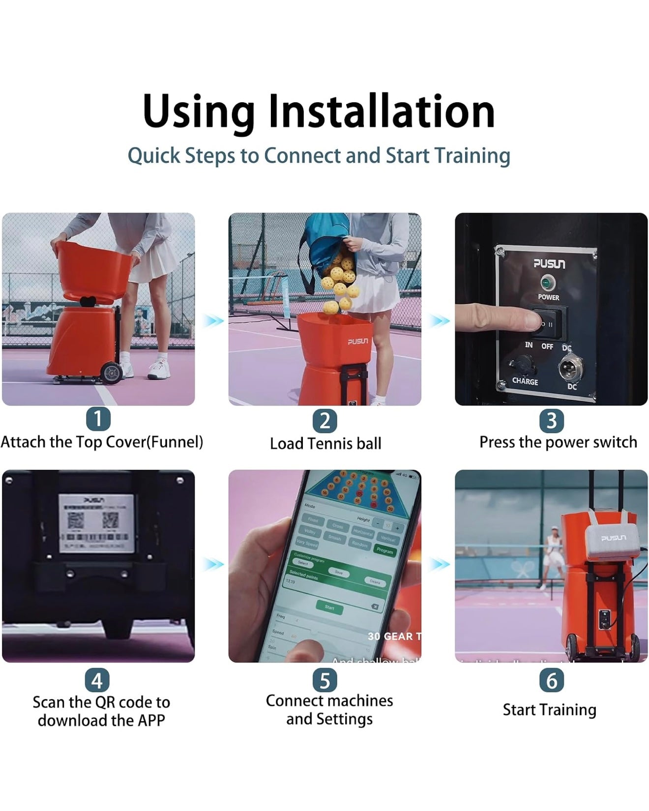 PUSUN PP Smart Pro Pickleball Ball Machine — App-Controlled Training Launcher (Australia)