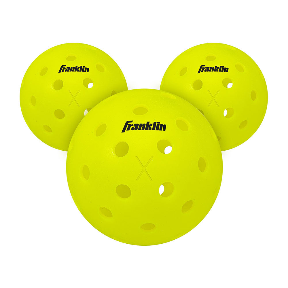 Franklin X-40 outdoor pickleballs 3 pack tube — optic yellow, USAPA tournament approved