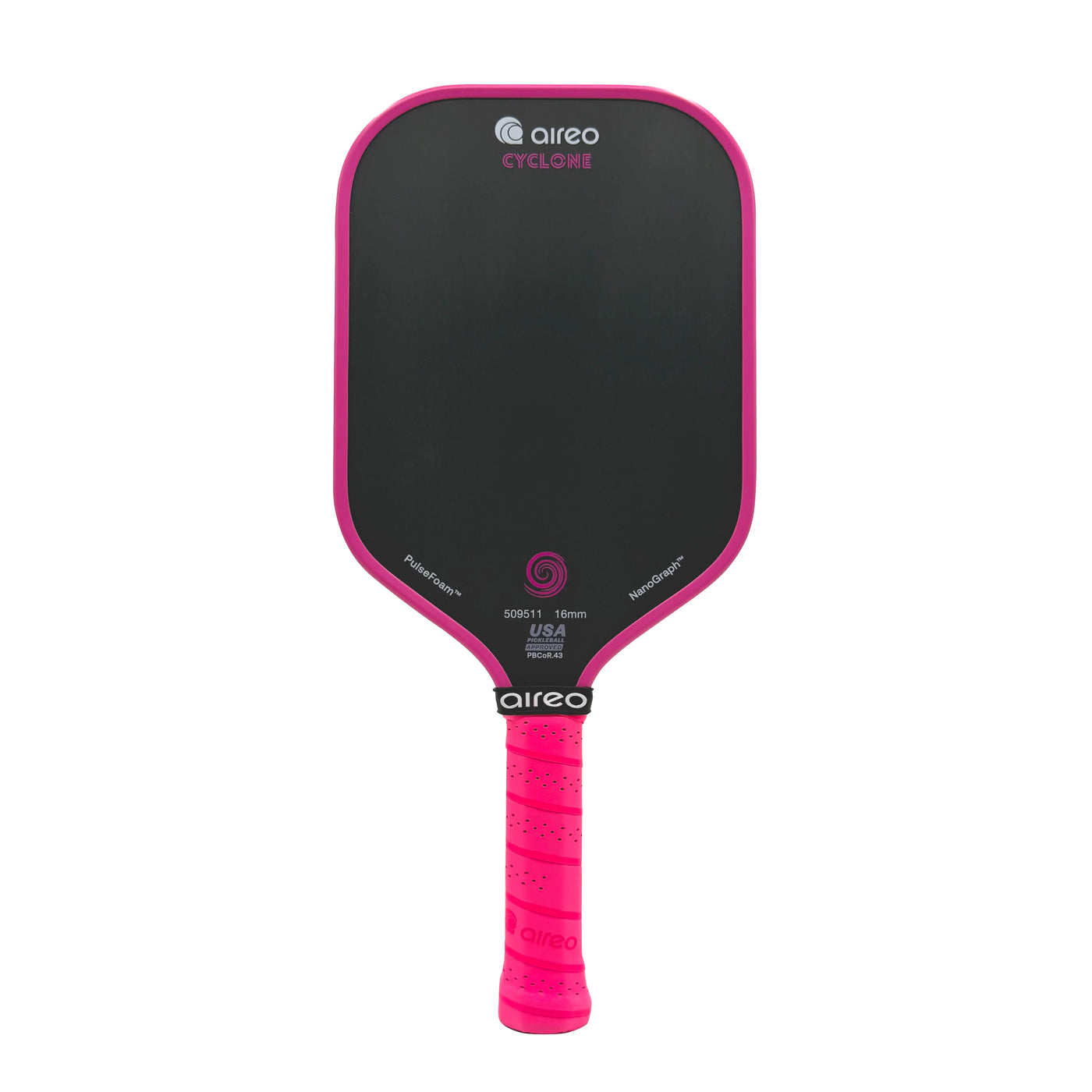 Aireo Cyclone pickleball paddle - Hot Pink colourway - front