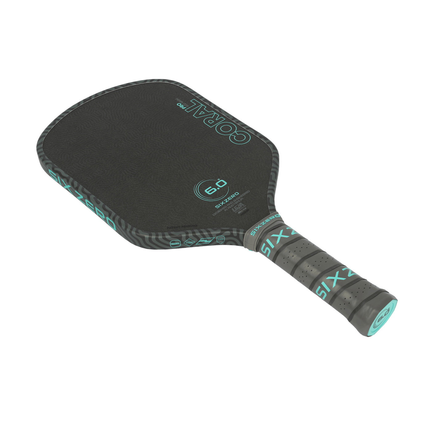 Six Zero Coral Pro 16mm pickleball paddle - Hybrid shape - face, edge and grip
