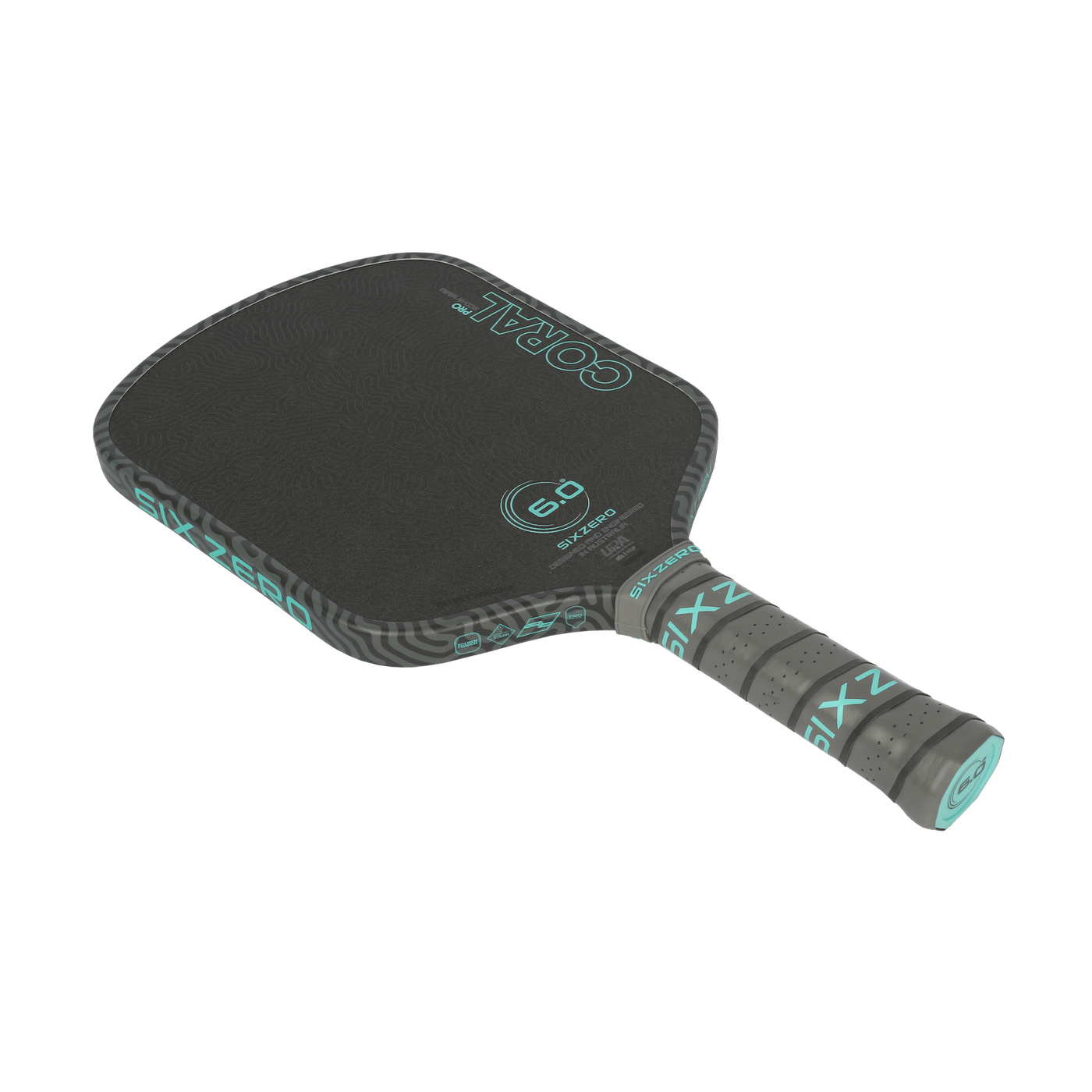 Six Zero Coral Pro 16mm pickleball paddle - Widebody shape - face, edge and grip