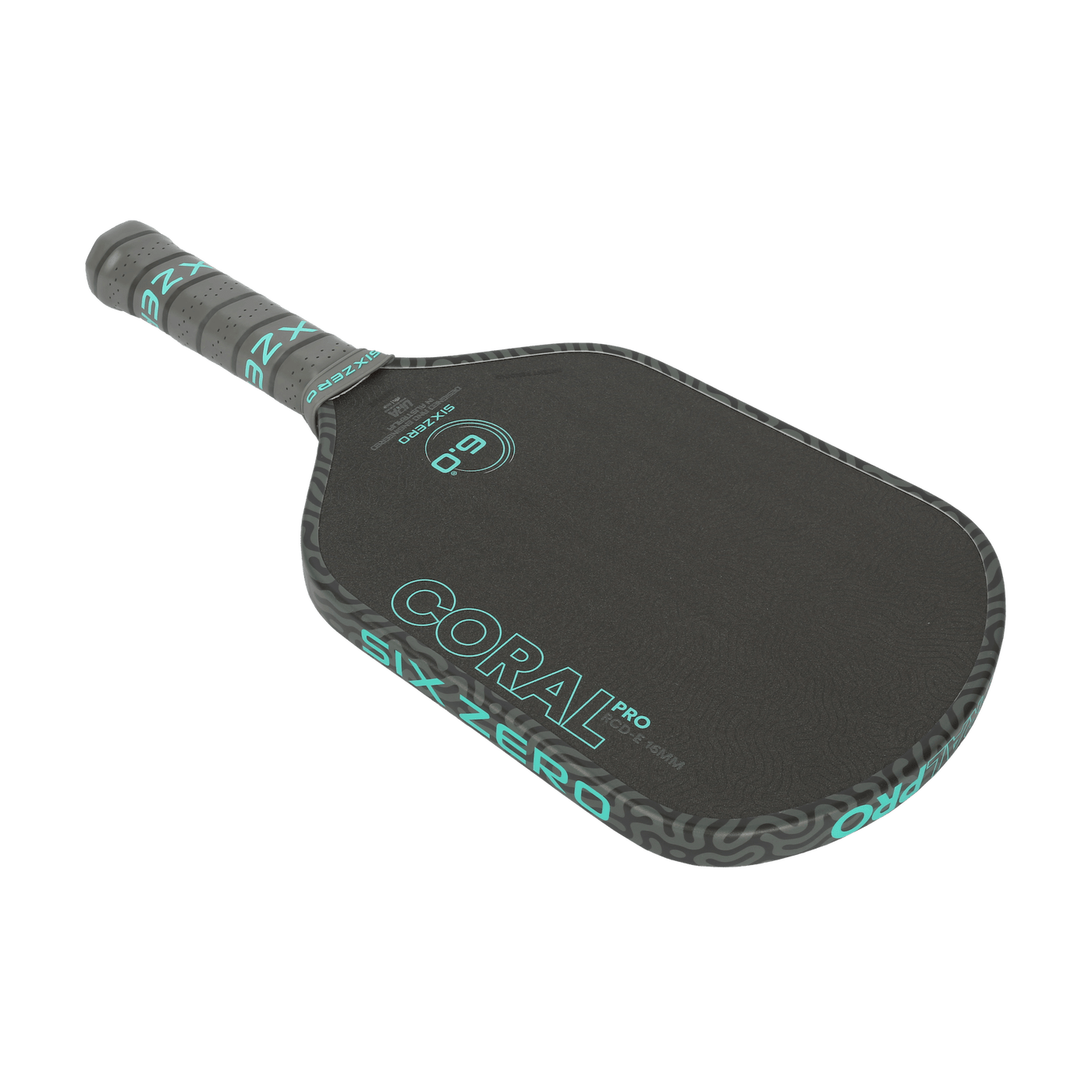 Six Zero Coral Pro 16mm pickleball paddle - Elongated shape - reverse angle