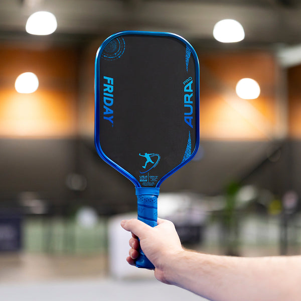 Friday Aura Pro Elongated 16mm Pickleball Paddle - Metallic Blue Limited Edition