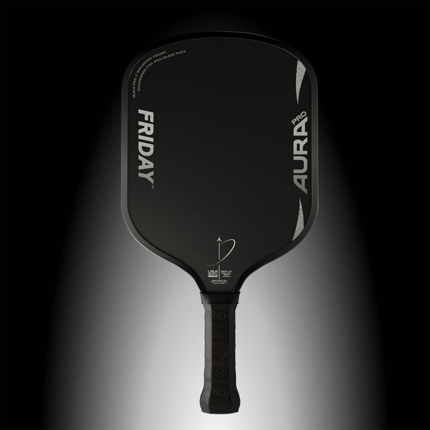 Friday Aura Pro Widebody 16mm pickleball paddle - Black colourway - front face