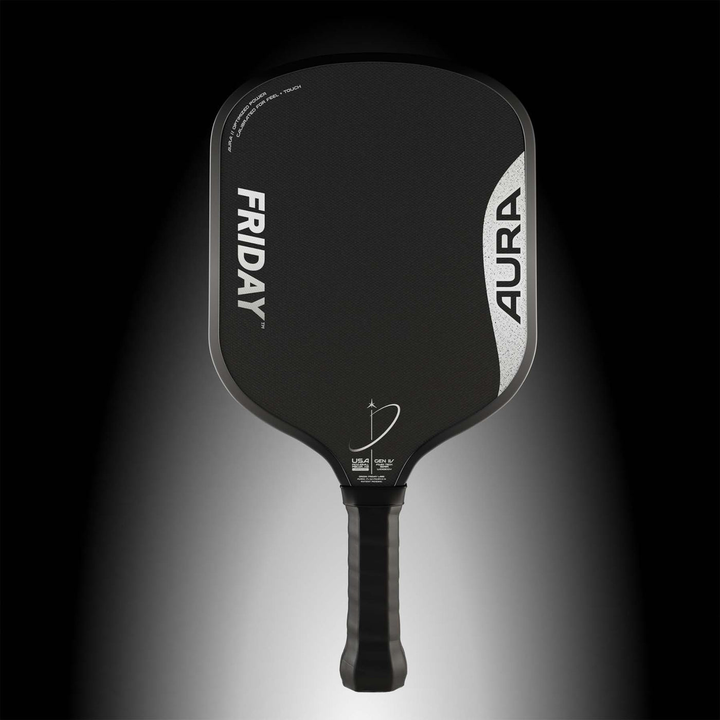Friday Aura Widebody 16mm pickleball paddle - Black colourway - full paddle with grip