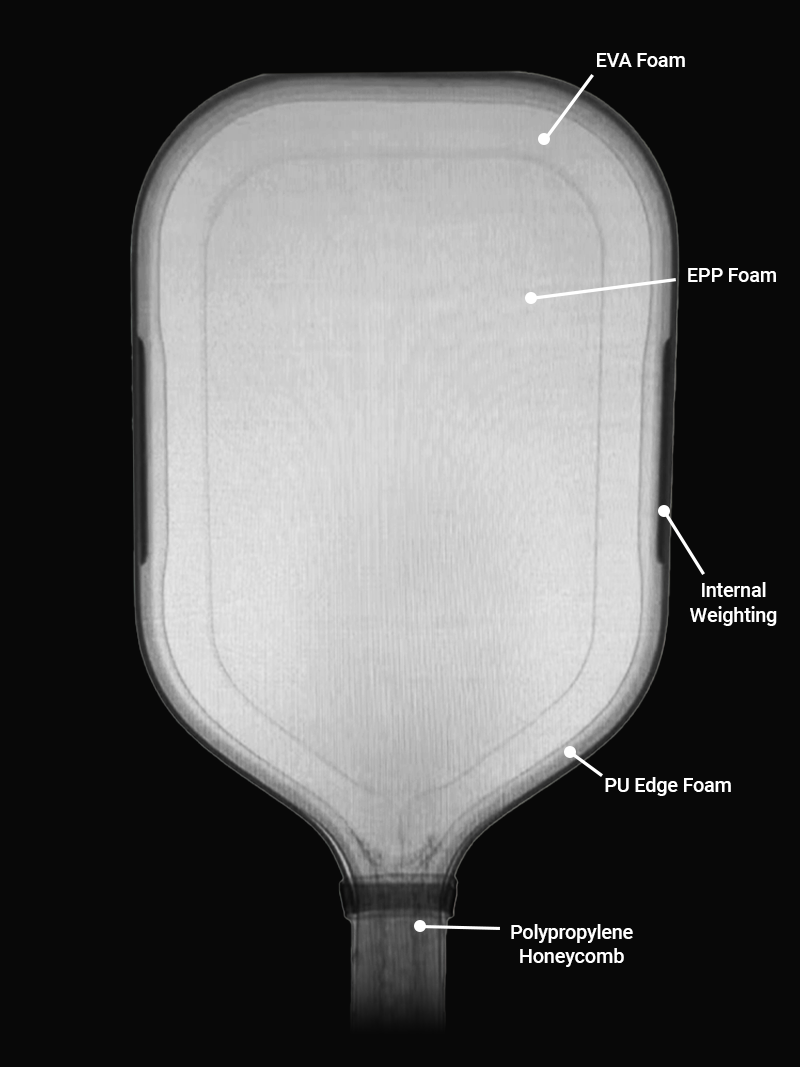 Enhance Turbo EPP 16mm pickleball paddle — raw T700 carbon face detail