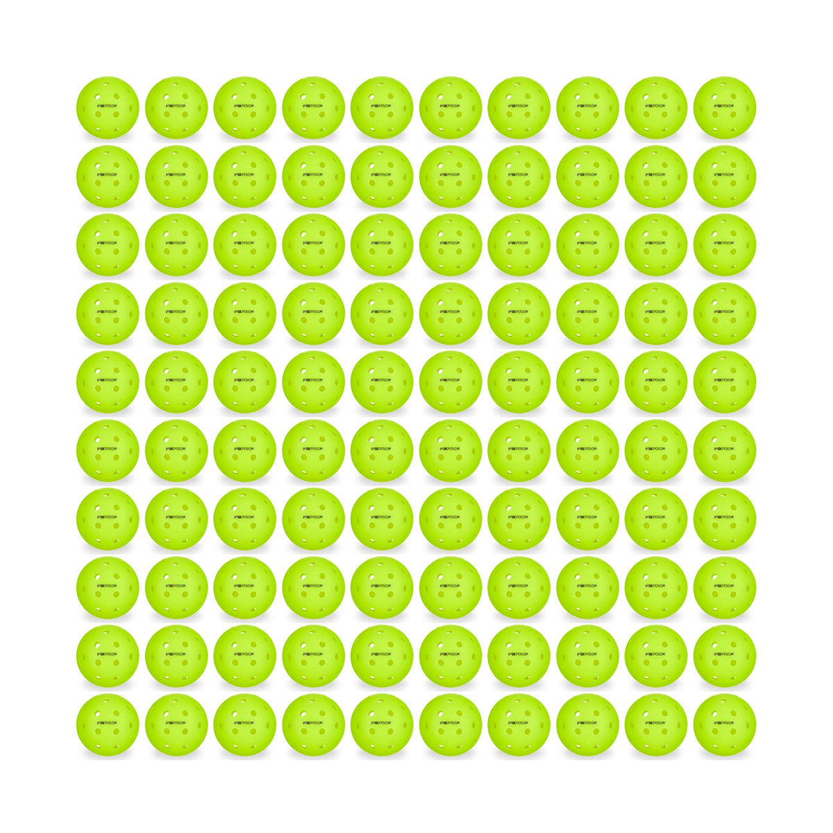 Franklin FS Pro indoor pickleballs, 100 pack bulk: all 100 balls shown