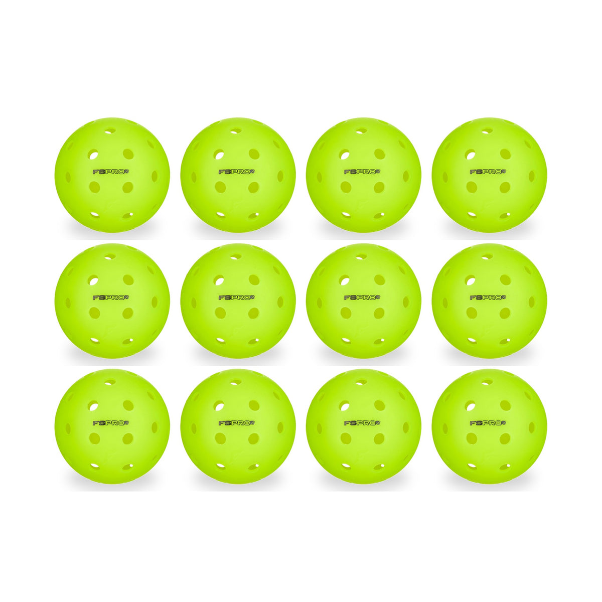 Franklin FS Pro indoor pickleballs, 12 pack: all 12 balls shown