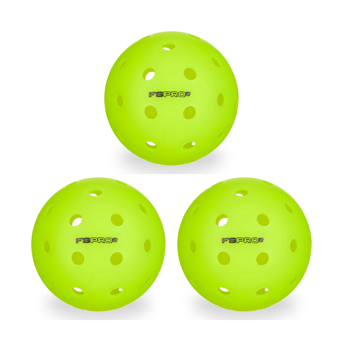 Franklin FS Pro indoor pickleballs, 3 pack: all 3 balls shown