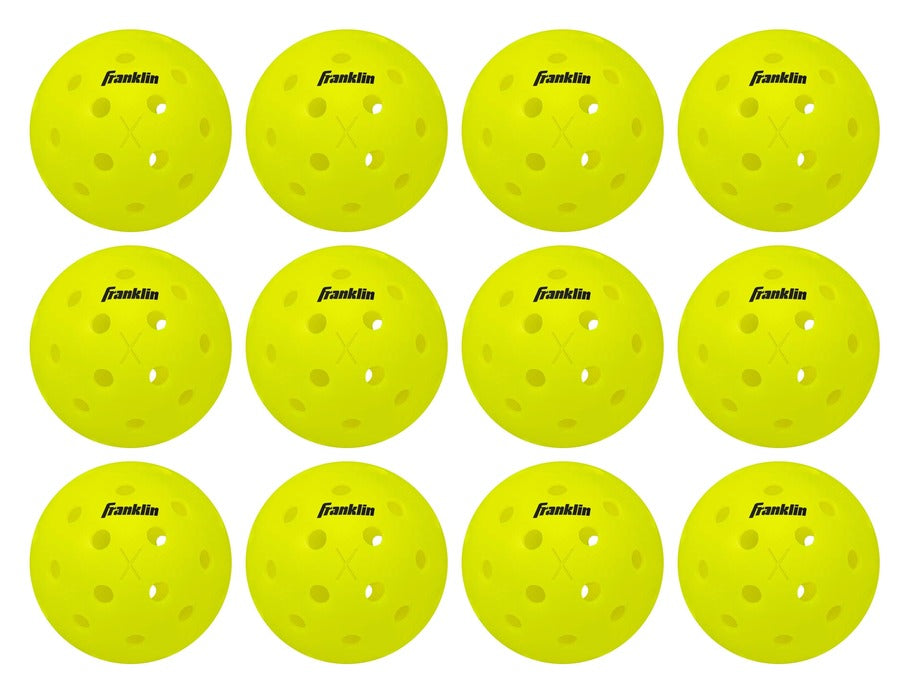 Franklin X-40 outdoor pickleballs, 12 pack: Optic Yellow, 40-hole precision, USAPA tournament approved