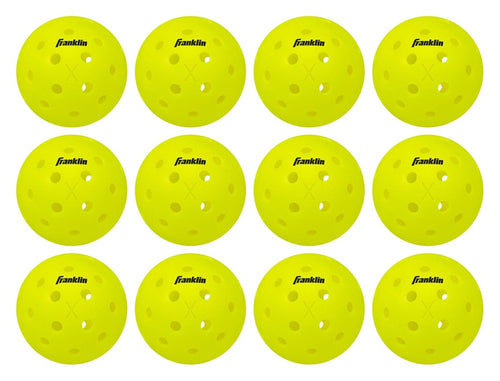 Franklin X-40 outdoor pickleballs, 12 pack – Optic Yellow, 40-hole precision, USAPA tournament approved