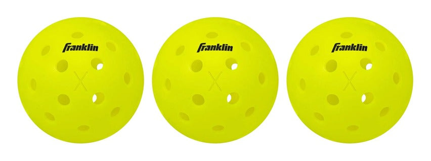 Franklin X-40 outdoor pickleballs, 3 pack: Optic Yellow, 40-hole precision, USAPA tournament approved