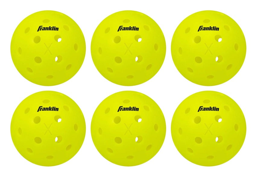 Franklin X-40 outdoor pickleballs, 6 pack: Optic Yellow, 40-hole precision, USAPA tournament approved