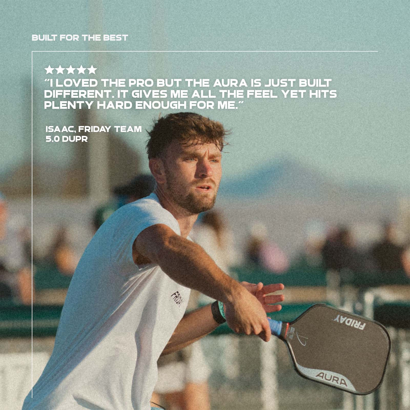Friday Aura pickleball paddle in play