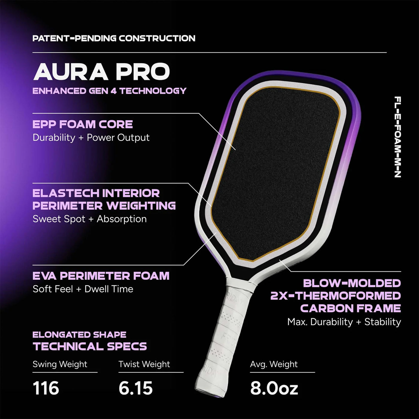 Friday Pickleball Aura Pro - Elongated 16mm