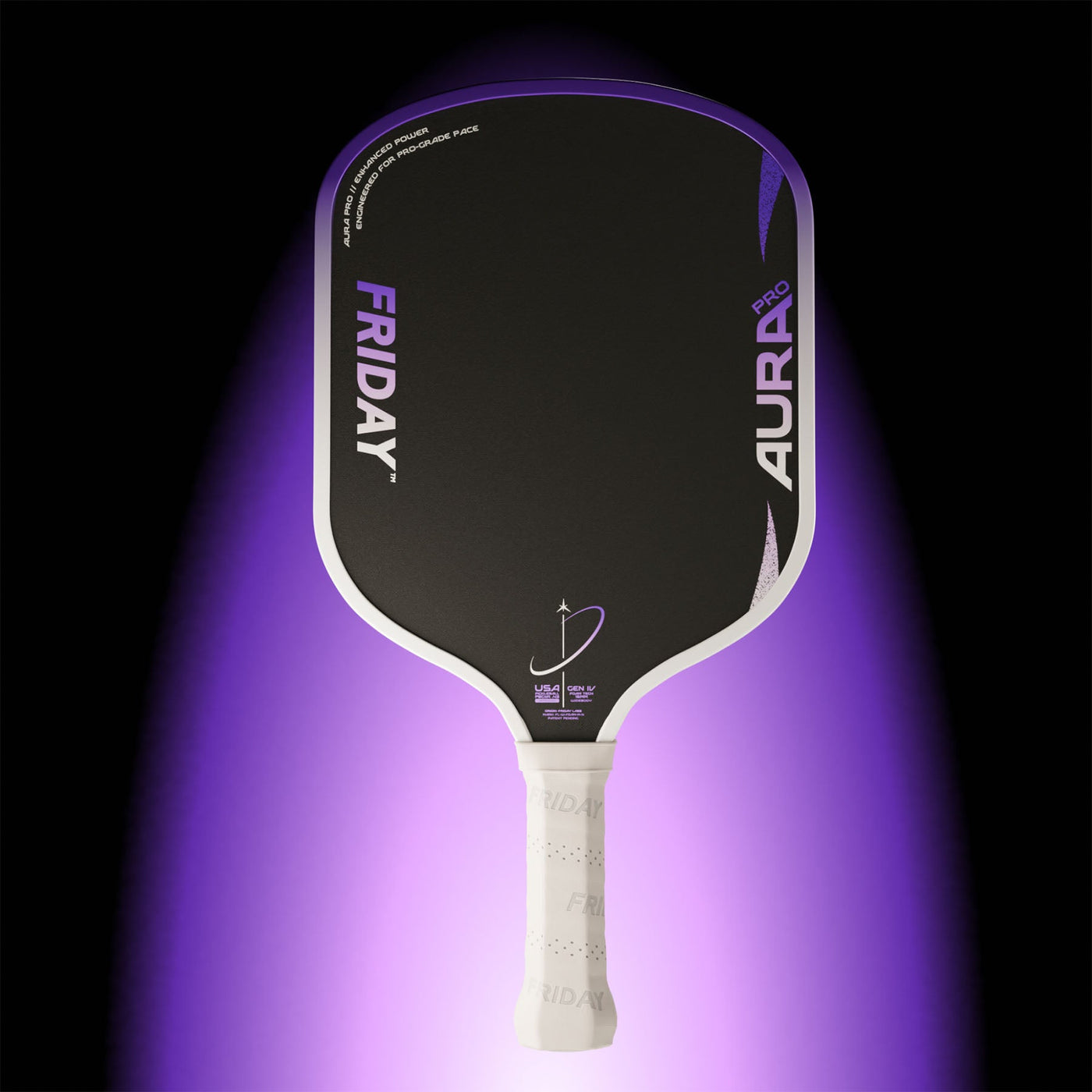 Friday Aura Pro Widebody 16mm pickleball paddle - Purple colourway - front face