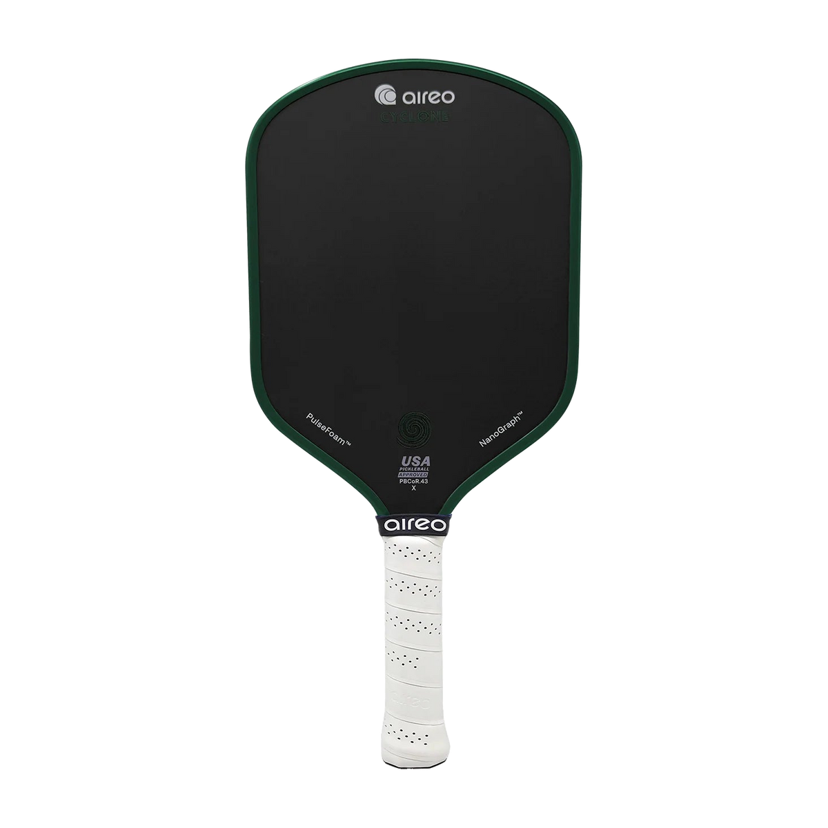 Aireo Cyclone X Hybrid pickleball paddle - Green colourway - front