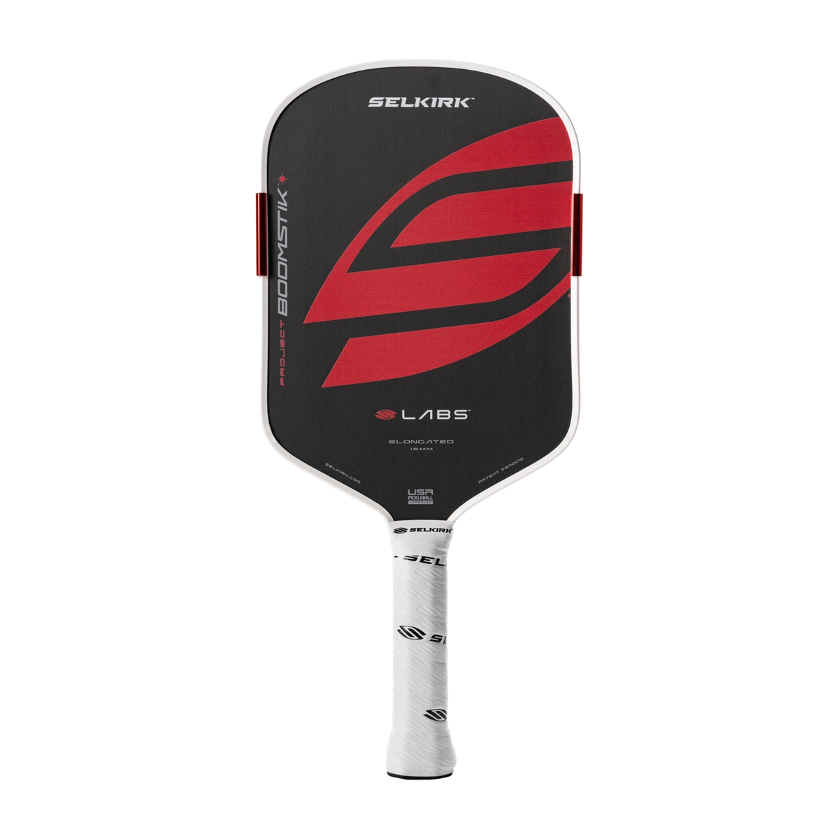 Selkirk LABS Boomstik Elongated pickleball paddle USA Version, Original black and red - paddle face