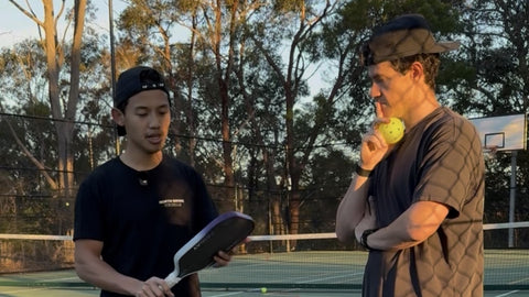 Pickld founders Ben and Chris talking pickleball at golden hour